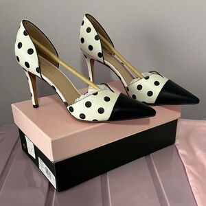 Kate Spade Leather Polka Dot Black and White Heels - Size 7.5